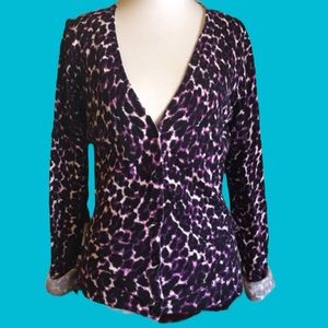 PURPLE LEOPARD‎ CARDIGAN MERONA Size Small